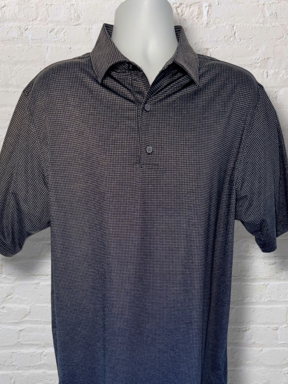 FootJoy FJ Men's L Heather Lisle Houndstooth Golf Polo Charcoal Black ProDry